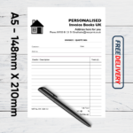 personalised A5 Invoice books