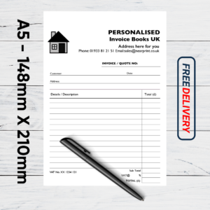 personalised A5 Invoice books