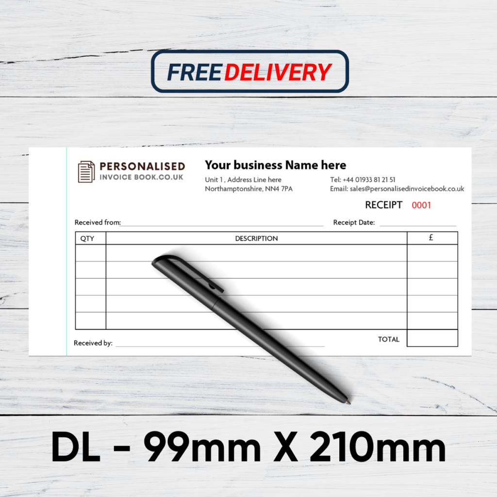 personalised DL Invoice books